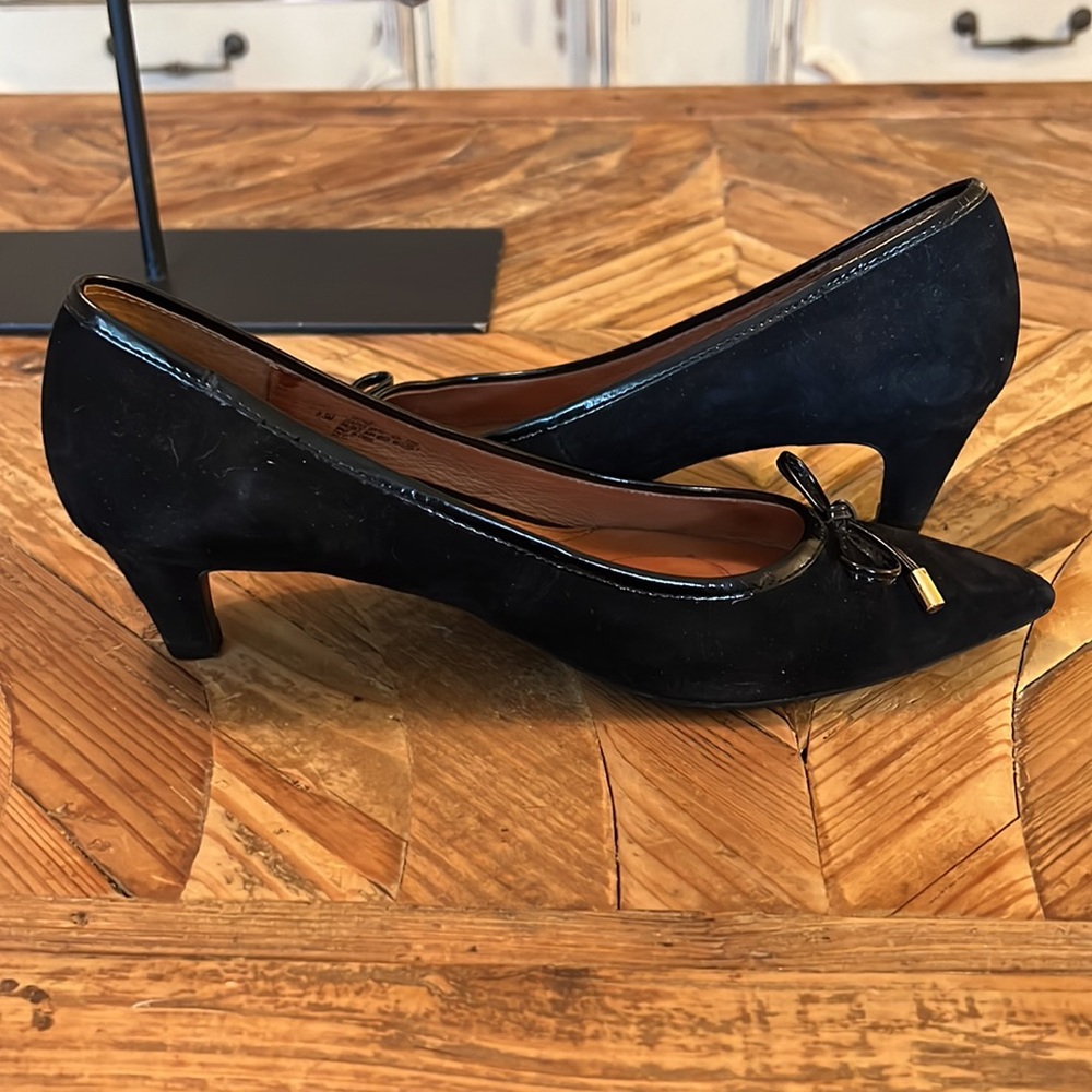 Soft Kitten Heel Micro Suede Pointy Toe Shoes - image 5